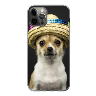 Produktbild von MuchoWow® Handyhülle Schutzhülle Hülle für iPhone 13 Pro Hund - Sombrero - Schwarz Silikon Softcase Handy Hülle - Handy-Tasche