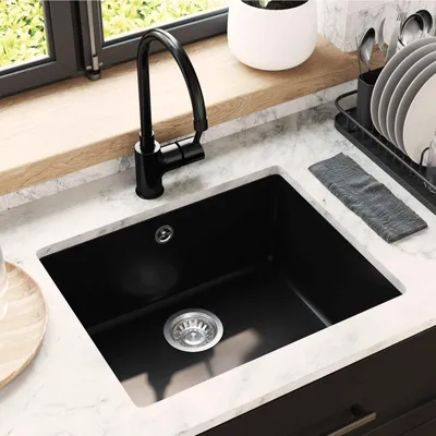 Produktbild von vidaXL Waschbecken 80% Quarz und 20% Harz 530 x 460 mm Schwarz