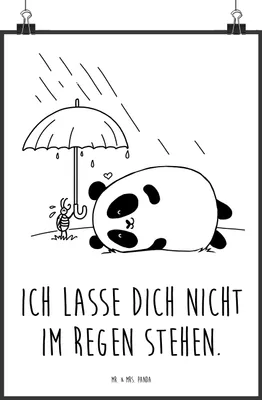Produktbild von Mr. & Mrs. Panda Bild Panda Freundschaft DIN A3 - Weiß - Geschenk, Wandbild, drucke, wanddeko, Plakat, wandkunst