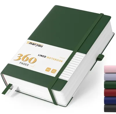 Obrázok produktu pre Zošit A5, linkovaný, s tvrdou väzbou, 360 strán, papier 100 g/m², tmavozelený