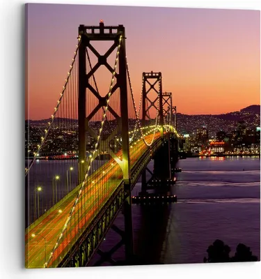 Produktbild von Bild auf Leinwand - Leinwandbild - Brücke Fluss Landschaft - 70x70cm - Wand Bild - Wanddeko - Leinwanddruck - Bilder - Kunstdruck - Wanddekoration - Leinwand bilder - Wandkunst - AC70x70-0120