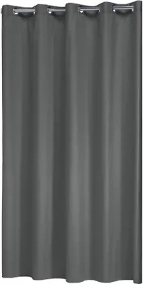 Produktbild von Unyqoos® Duschvorhang wasserabweisend – Anthrazit, 180 x 200 cm, Baumwoll-Polyester, 12 extra große Ösen, Gewichtsband, verstärkte Oberkante, maschinenwaschbar 30°C