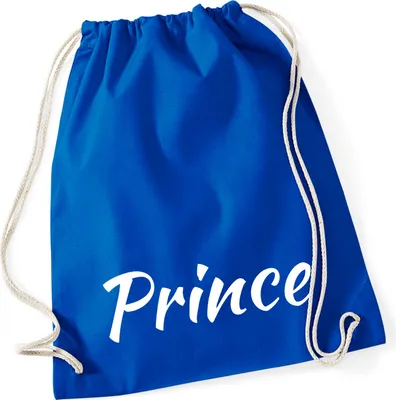 Produktbild von Huuraa Turnbeutel Prince Schriftzug 12 Liter Bright Royal Baumwolle Rucksack Geschenkidee