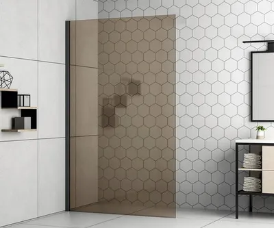 Produktbild von form&style Duschwand MODENA 100 x 195 cm Profil schwarz matt Glasdekor Braun schmutzabweisende Glasbeschichtung