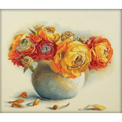 Imagen del producto de Kit de bordado RTO "Ramillete de ranúnculos" M204, con patrón de conteo, 44x38 cm