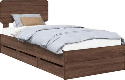 Obrázek produktu pro vidaXL Rám postele hnědý dubový vzhled 90 x 200 cm materiál na bázi dřeva