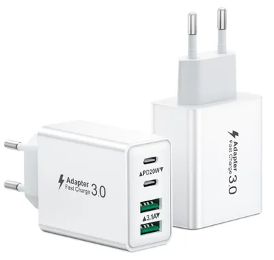 Obrázek produktu pro Nabíječka USB-C, 40 W, 4 porty, rychlonabíječka, USB-C, 2 kusy, podpora PD a QC 3.1