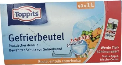 Produktbild von Toppits Gefrierbeutel Standboden 1l 40er