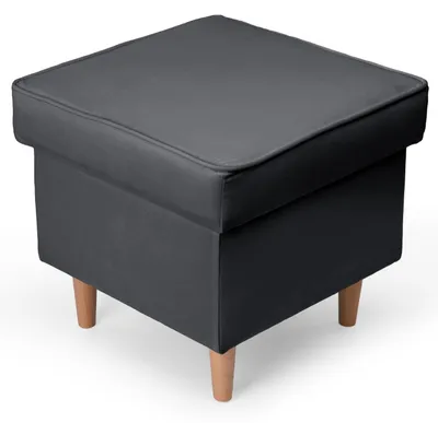 Produktbild von MG Design Samt Sitzhocker in Grau 45 x 45 cm - Gepolsterter Polsterhocker mit Holzbeinen für Wohnzimmer, Schlafzimmer oder Flur