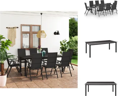 Produktbild von vidaXL 9-tlg. Garten-Essgruppe Schwarz -  Gartenmöbel-Sets