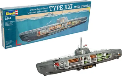 Obrázek produktu pro Revell U-Boot Typ XXI U 2540 &Interieur, Model ponorky, Montážní sada, 1:144, U-Boot Typ XXI, Jakékoliv pohlaví, Plast