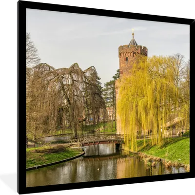 Produktbild von MuchoWow® Gerahmtes Poster Wasser - Baum - Nijmegen 40x40 cm - Poster mit Schwarzem Bilderrahmen Wandposter Rahmen Foto Bilder - Mit Rahmen - Wanddekoration Schlafzimmer