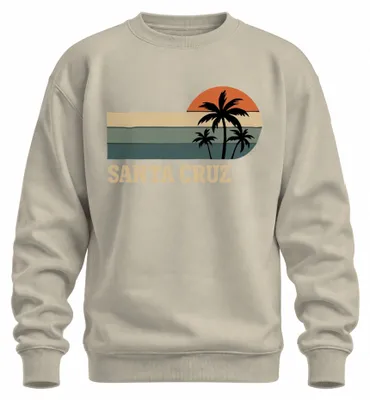 Productafbeelding van Santa Cruz, palmen, zonsondergang, retro, Californië, strand, surfen, uni sweatshirt, pullover, natuur, XXL
