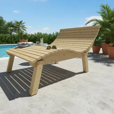 Produktbild von Holzliege Wellenliege Gartenliege Relaxliege "Liege-Franzi" (Fichte) Breite 140cm Einstiegshöhe 60cm mit Füßen