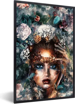 Produktbild von MuchoWow® MuchoWow® Gerahmtes Poster Blumen - Rauchen - Frauen 60x90 cm - Poster mit zchwarzem Bilderrahmen - Kunst