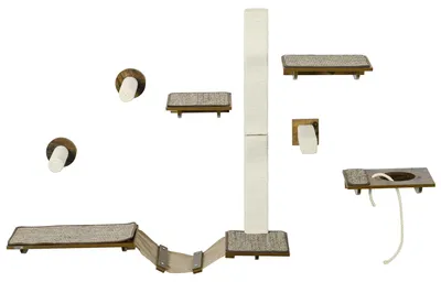 Productafbeelding van PawHut Klimwand voor katten, 8-delig, kattenmeubilair met krabpalen, sisal