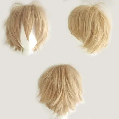 Productafbeelding van Wig, cosplay, kort, linnenblond, 30 cm, synthetisch, 150 gram