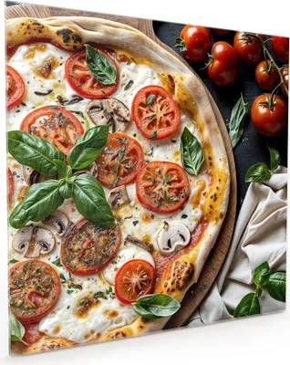 Produktbild von Küchenrückwand Spritzschutz Glas mit Motiv Pizza mit Tomaten 40 x 40 cm