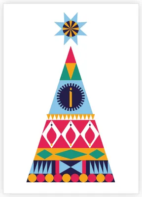 Produktbild von Schöne moderne Weihnachtskarte mit Weihnachtsbaum im reduzierten Skandinavien Design