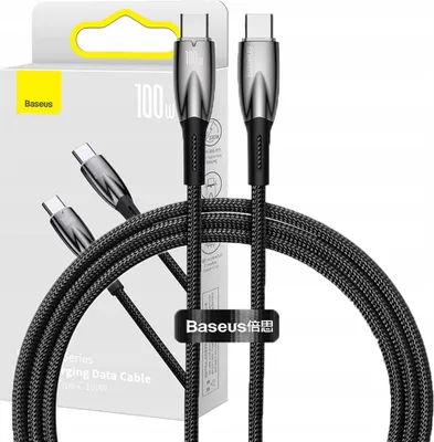 Image de Câble Usb-C Do Usb-C Baseus Glimmer, 100W, 1M (Czarny)