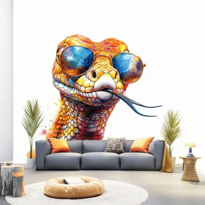 orange Schlange mit Brille – Decords Wandtattoo, Produktansicht 1