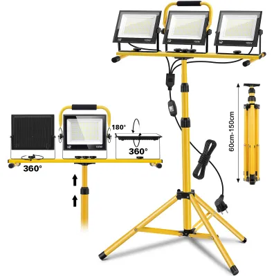 LED-Baustrahler mit Stativ, 300 W, 30000 lm, 6500 K, IP66