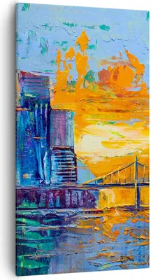 Produktbild von Bild auf Leinwand - Leinwandbild - Einteilig - Stadt Brücke pastos - 55x100cm - Wand Bild - Wanddeko - Wandbilder - Leinwanddruck - Bilder - Wanddekoration - Leinwand bilder - Wandbild - PA55x100-4392