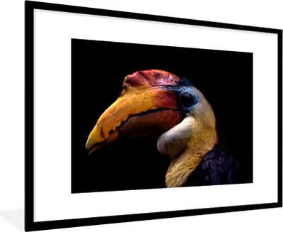 Produktbild von MuchoWow® MuchoWow® Gerahmtes Poster Vogel - Schnabel - Schwarz 90x60 cm - Poster mit zchwarzem Bilderrahmen - Wanddekoration - Fotos