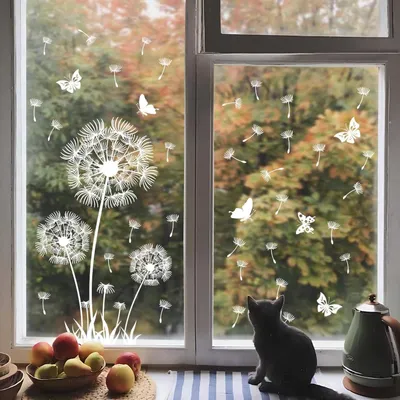 Produktbild von Fensterbilder Pusteblume Weiß Selbstklebend 30x54cm PVC