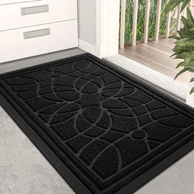 Zdjęcie produktu dla Mata wejściowa Unyqoos® Schmutzfangmatte, 60 x 90 cm – antypoślizgowa, nadająca się do prania i odporna na warunki atmosferyczne, wykonana z polipropylenu z gumową podkładką, do użytku wewnątrz i na zewnątrz, kolor czarny