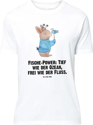 Produktbild von Mr. & Mrs. Panda Größe L T-Shirt Fische Astrologie - Weiß - Geschenk, Sternzeichen, Geschenkidee Zum Geburtstag, mit Spruch, Fischer, Tshirt, Geburtstagsgeschenk, Shirt