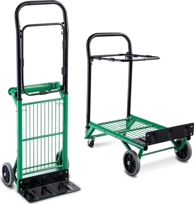 Immagine prodotto di COSTWAY 2in1 carrello portasacchi pieghevole fino a 90 kg, carrello a piattaforma con altezza regolabile a 3 livelli, carrello di trasporto con telaio in acciaio e ruote in TPR