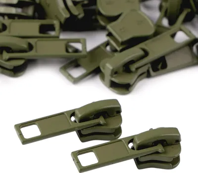 Produktbild von 10 Zipper für Profil-Reißverschlüsse, 5mm, freie Farbwahl,armeegrün