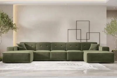 Produktbild von Wohnlandschaft Sofa U-Form CESINA XL in Stoff Perfect Harmony Waldgrün