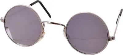 Produktbild von TE-Trend 70er Hippie Karneval Brille rund silber verspiegelt Kostüm Zubehör Partybrille Flower Power Lennon Osborne