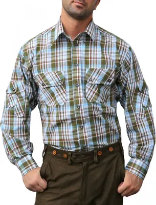 Produktbild von Jagdhemd für jagd hemd GRÜN Himmelblau/karo, Größe:XL