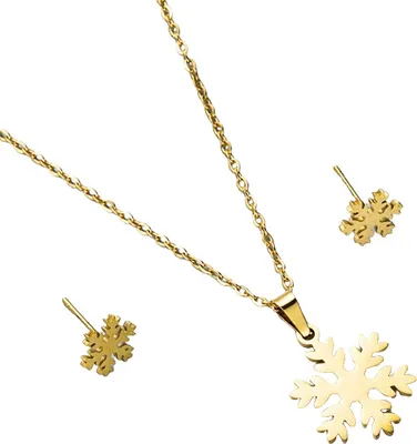 Produktbild von Set Snowflake - Golden: Eleganter Schmuck für jeden Anlass KP21197