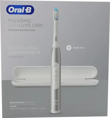 Produktbild von Oral-B Pulsonic Slim Luxe 4500, Erwachsener, Schallzahnbürste, Tägliche Pflege, Sensibel, Whitening, 62000 Bewegungen pro Minute, Platin, 2 min