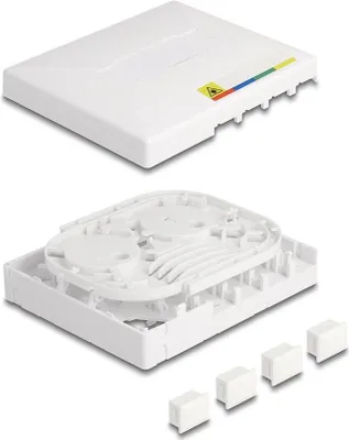 Produktbild von Delock - Glasfaser-Anschlussdose - FTTH - geeignet für Wandmontage - weiß - 4 Ports