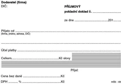 Produktbild von Příjmový pokladní doklad MSK - A6 / nečíslovaný 100 listů NCR / 49