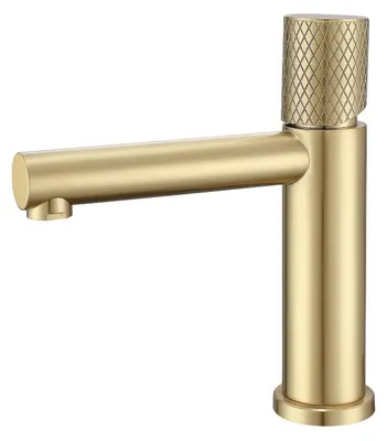 Immagine prodotto di Miscelatore monocomando per lavabo da bagno, acciaio inossidabile, finitura oro, alta pressione, attacco G3/8