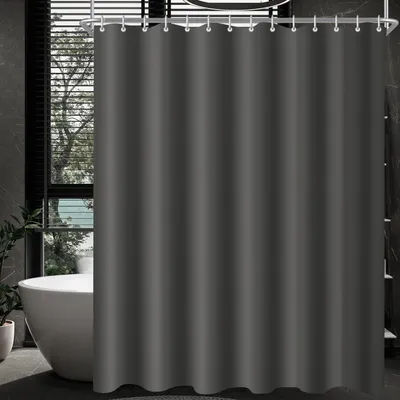 Produktbild von Duschvorhang 180x220cm Dunkelgrau, Beschwerter Saum, Antischimmel, Wasserabweisend, Waschbar, Polyester, 12 Ringe