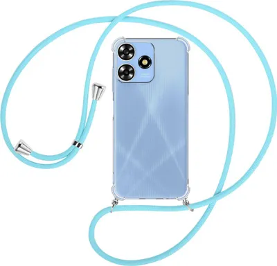 Produktbild von Handykette Backcover-Schutzhülle mit Band (Metall silberfarben) für ZTE Blade A73 4G (6.6'') - himmelblau