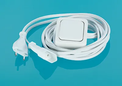 Produktbild von Naber, Netzanschlussleitung mit Blendenschalter, weiß - Relingsysteme