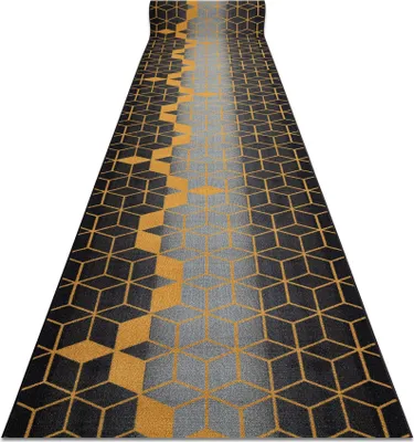 Produktbild von Läufer Antirutsch 100 cm HEKSAGON Hexagon schwarz / gold Schwarz 100x350 cm