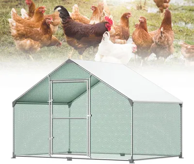 Productafbeelding van Buitenren Pluimvee Kippenren Kippenhok Konijnenren - Verzinkt Stalen Frame - PE Zonwerend Dak - 3x2x2m
