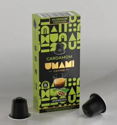 Produktbild von Umami Coffee - Kardamom Espresso Kapseln – Würziger Geschmack mit aromatischer Kardamomnote – 100% Kompatibel mit Nespresso® Original Maschinen - 1x 1