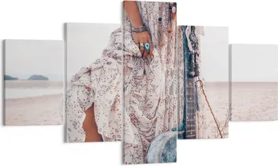 Produktbild von Bild auf Leinwand - Leinwandbild - 5 Teile - Frau Kleid Gitarre - 125x70cm - Wand Bild - Wanddeko - Wandbilder - Leinwanddruck - Bilder - Wanddekoration - Leinwand bilder - Wandbild - EA125x70-4685