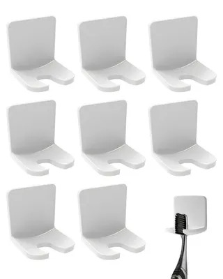 Image de Support pour brosse à dents électrique, 8 pièces, blanc, adhésif, sans perçage