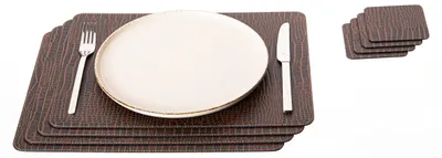 Platzsets aus recyceltem Leder, 4 Stück + 4 Untersetzer, 40x30 cm, Crocko